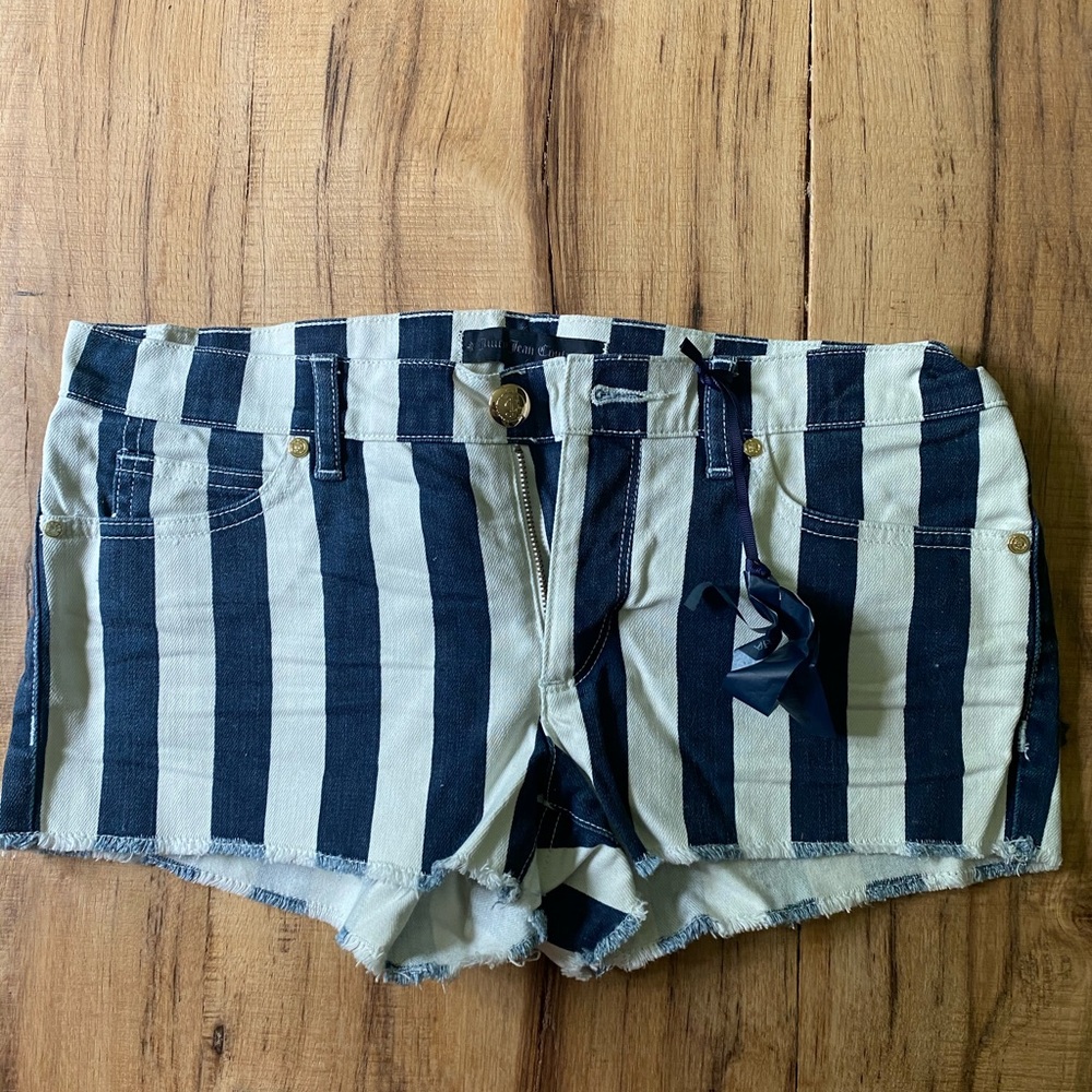 NWT Juicy Couture Striped Jean Shorts Sz 28